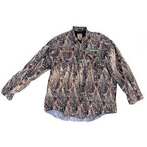 Feather Flage Camouflage Duck Camo Button Down Shirt XL USA VTG Embroidered